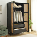 PINE CLOSET FULL RATTAN DOORS