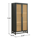 PINE CLOSET FULL RATTAN DOORS