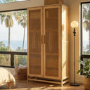PINE CLOSET FULL RATTAN DOORS