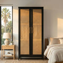 PINE CLOSET FULL RATTAN DOORS