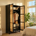 PINE CLOSET FULL RATTAN DOORS