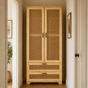 PINE CABINET RATTAN DOORS