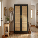 PINE CABINET FULL RATTAN DOORS