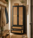 PINE CABINET RATTAN DOORS